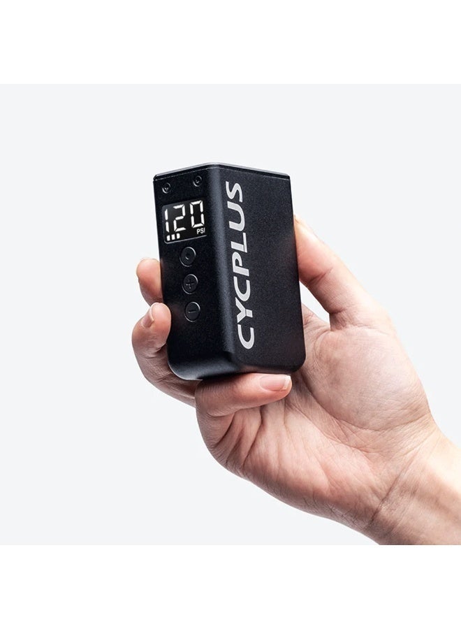 CYCPLUS Electric Bike Tire Pump Mini Air Compressor with Digital Gauge, 120 PSI Portable Bicycle Air Pump with Auto Stop, Presta & Schrader Valve for E-Bike, Road, Mountain & City Bike - Image 1